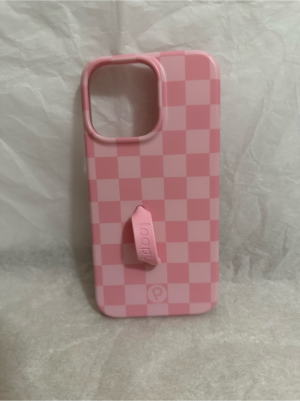 Loopy Case “Blush Checkered” Phone Case with Built-In Loop